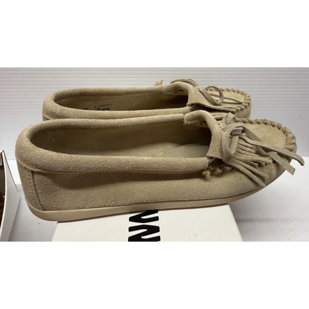 Womens Size‎ 9 Minnetonka Newport  STONE Suede Slip On Moccasin Shoes 9 new